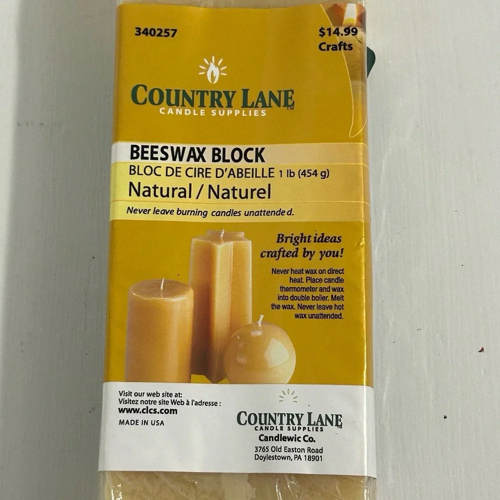 Country Lane Candle Supplies 1 Lb Beeswax Block Wax Natural Made In USA‎